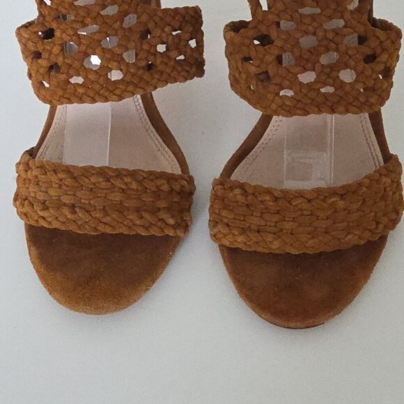 SANDRO | Agate brique suede braided stiletto sandals Heels Brown Sz 37 - Picture 4 of 7